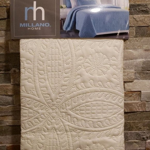 🌟New🌟Millano Chambrey  3 Piece Quilt Set Ivory - Picture 5 of 7